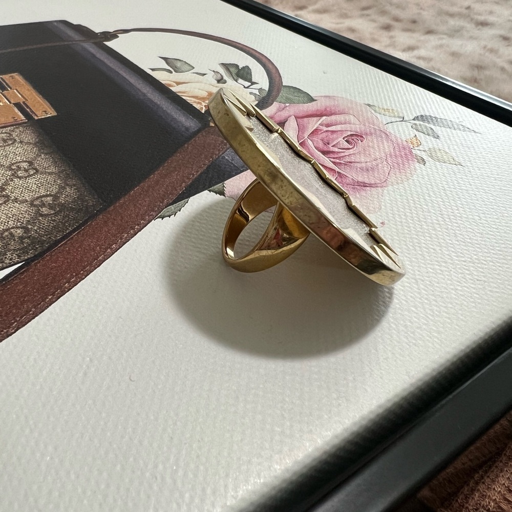 House of Harlow 1960 Gold and Brown Ring - Picture 2 of 2